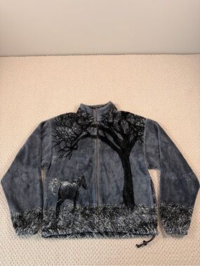 Outback Trading Company Zip-Up Jacket with Horse & Tree Motif